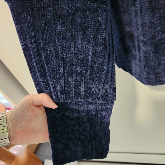 CUPIO NEW Women's Navy Blue Cowl Neck Long Sleeve Ribbed Pullover Sweater - XL - Picture 3 of 6